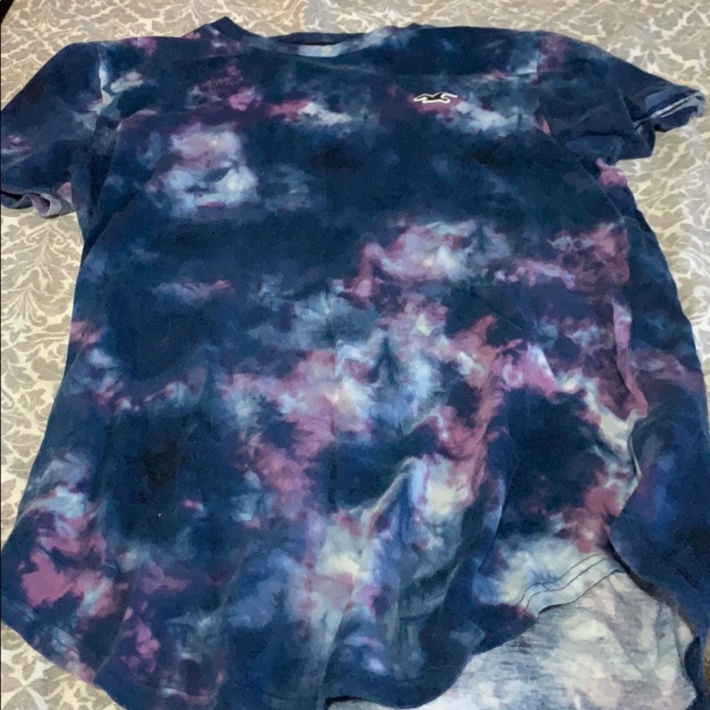 Hollister tee shirt tie dyed blue and purple